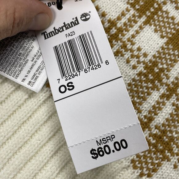 New Timberland Scarf Wheat Buffalo Plaid One Size NWT - Picture 4 of 8